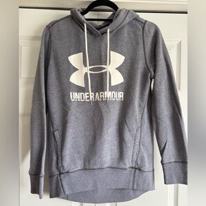 Under Armour Heather Gray Pullover Hoodie with White Logo